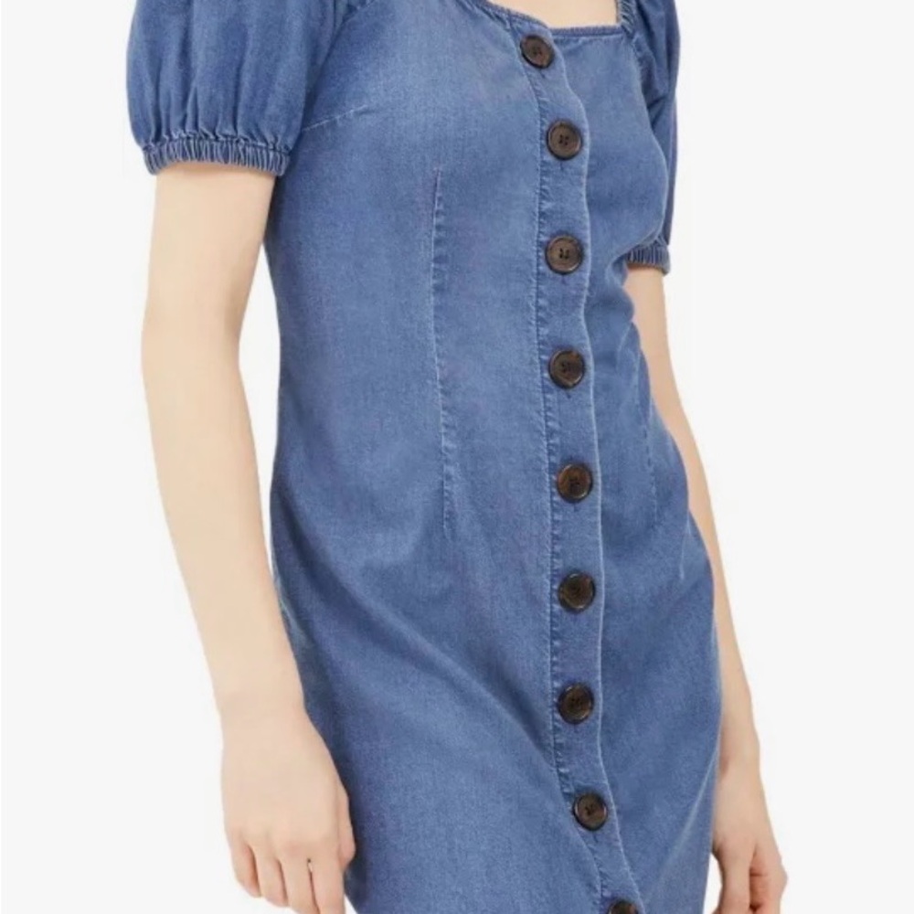 INC Denim Midi Puff Sleeve Dress